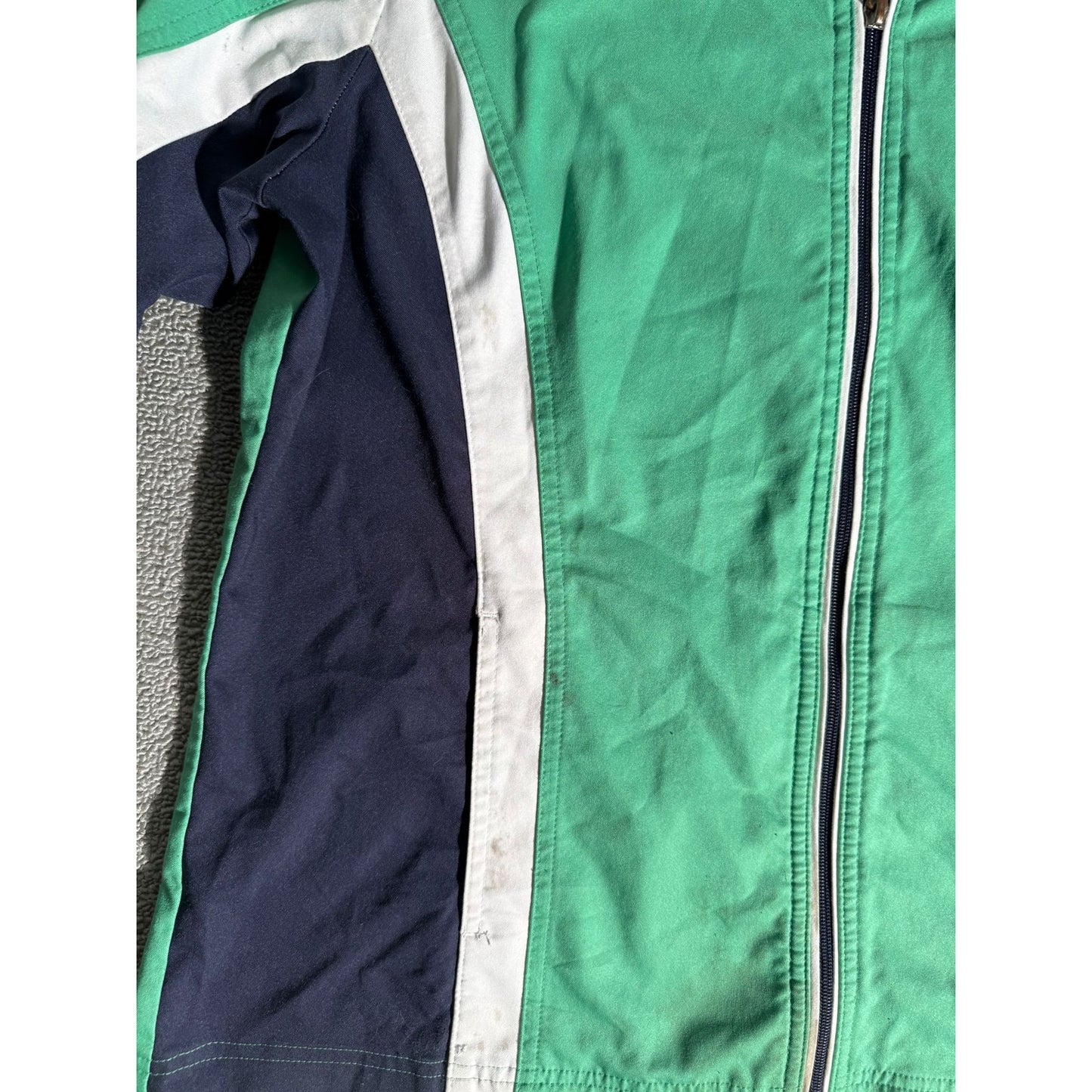 Green Navy Color White Turtleneck Jacket Women L Fall Athletic