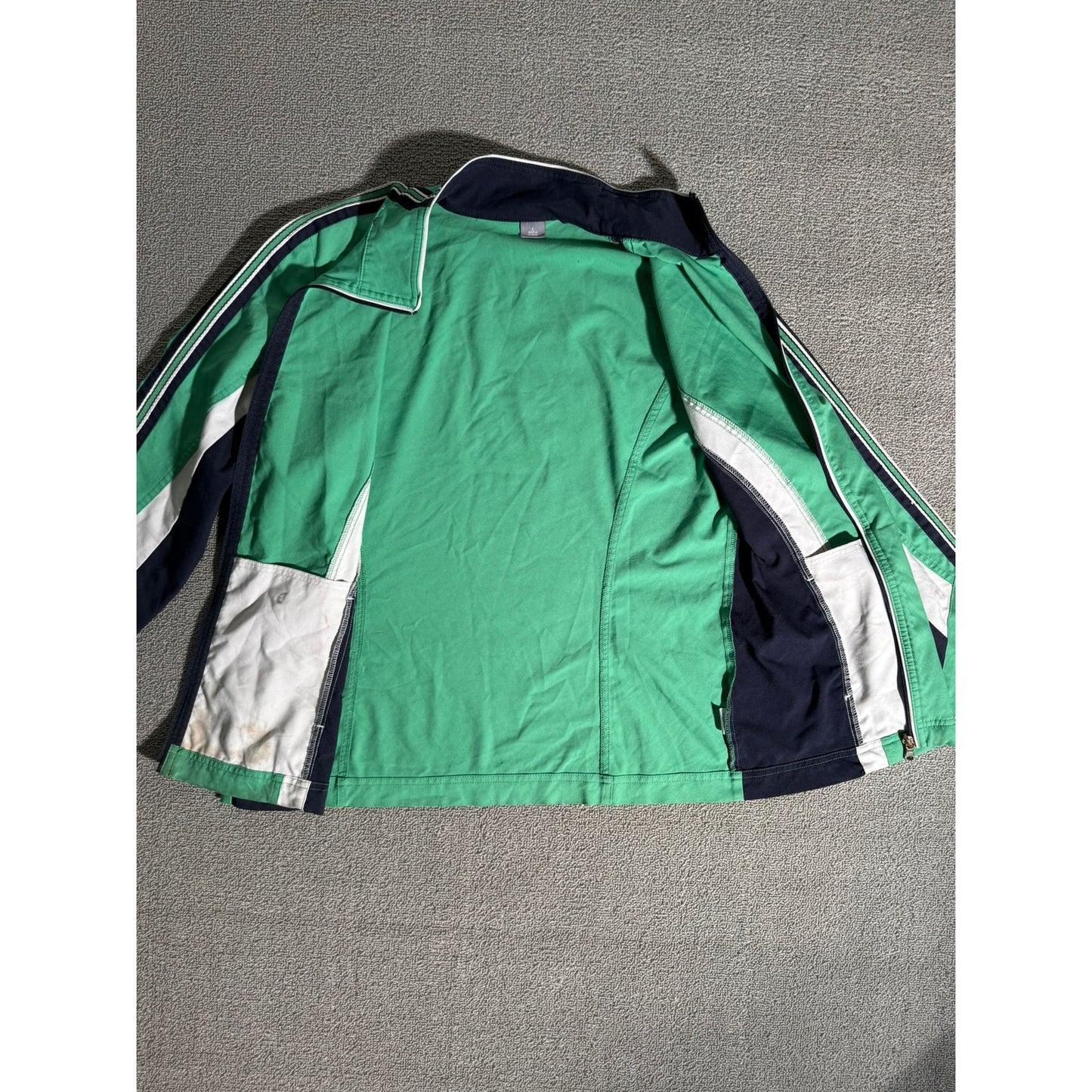 Green Navy Color White Turtleneck Jacket Women L Fall Athletic