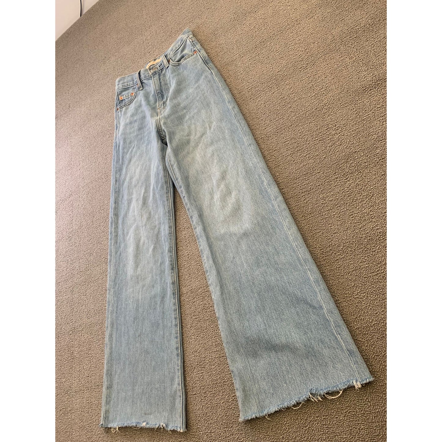 Levi's Premium Women's W23 Blue Wide Leg Jeans Distressed