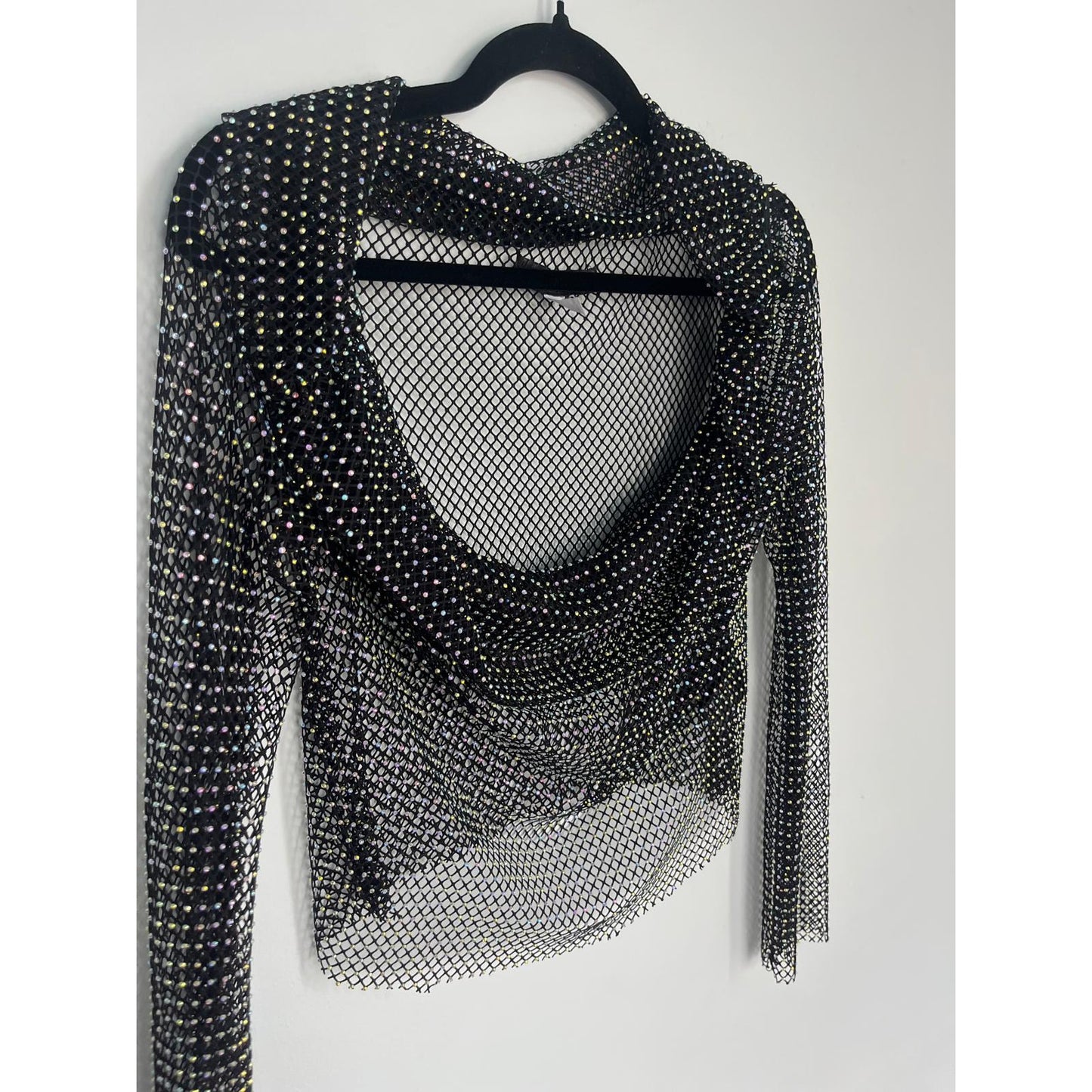 Urban Outfitters Mesh Rhinestone Sheer Top Women XL Festival Clubwear