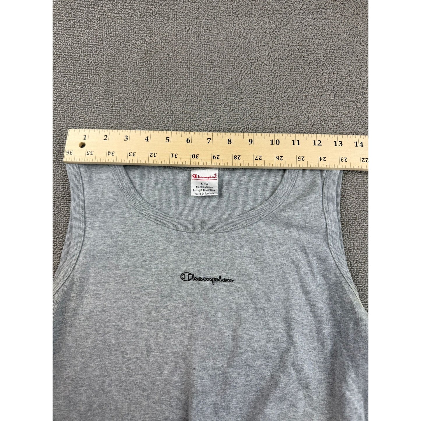 Vintage Y2K Champion Large Gray Athletic Tank Top Embroidered Logo Jordan Made