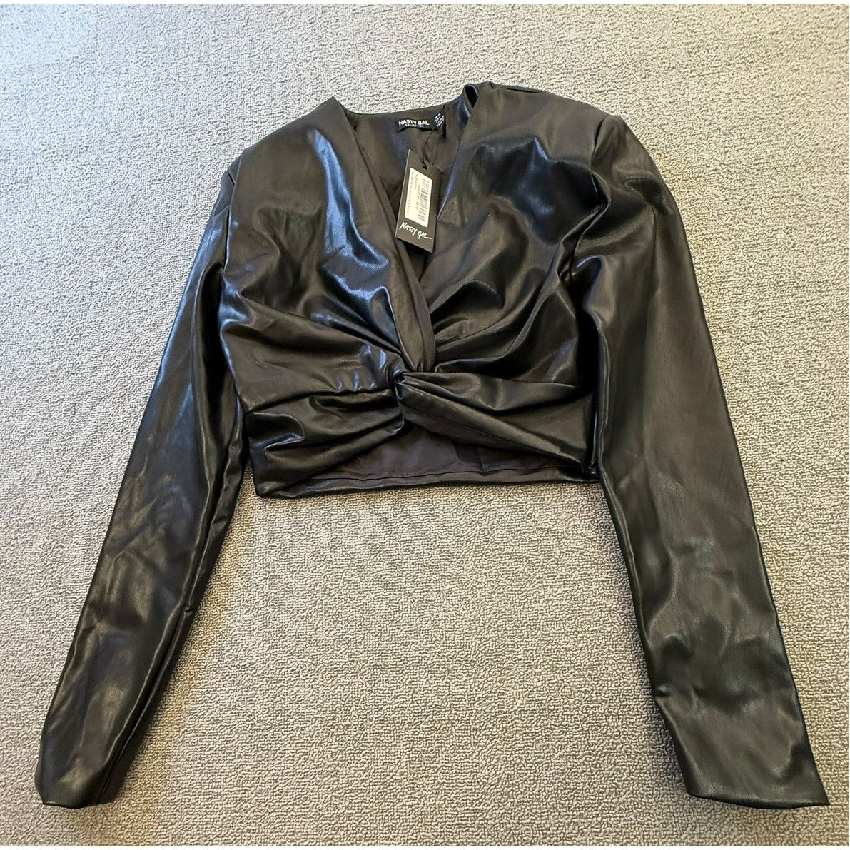 Nasty Gal Collection Womens US 6 Faux Leather Twist Front Crop Top
