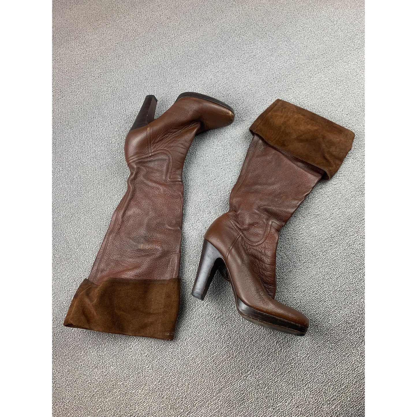 Miu Miu Women's 37.5 Brown Leather Knee High Boots