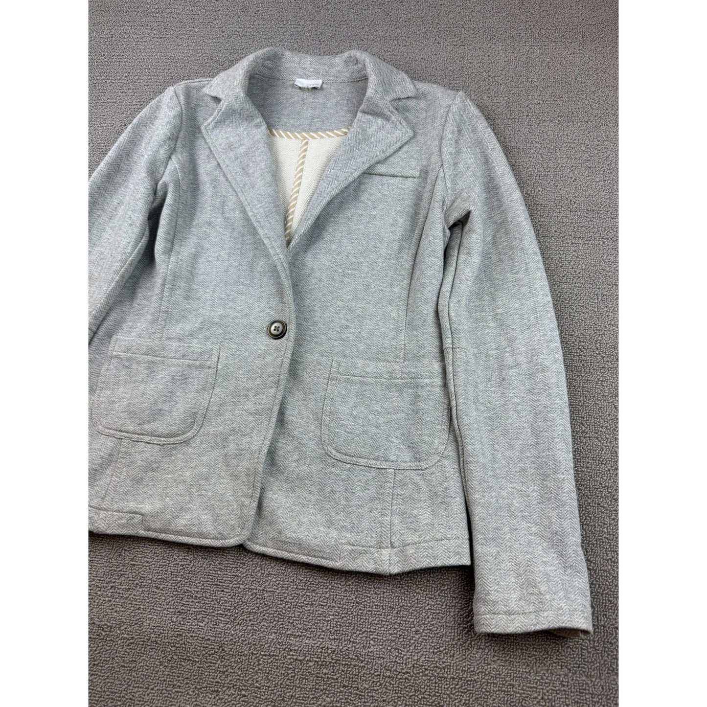 Ecru Women Small Gray Knit Blazer Light Weight Minimalist