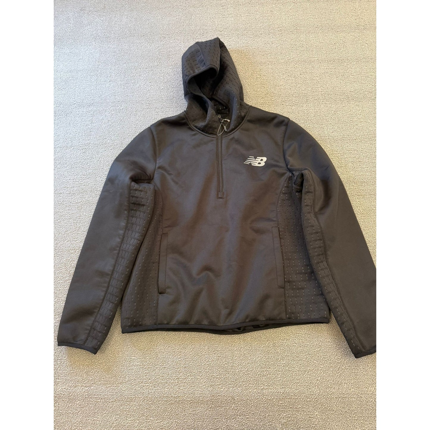 New Balance Men's M Black Hooded Half-Zip Athletic Pullover Jacket