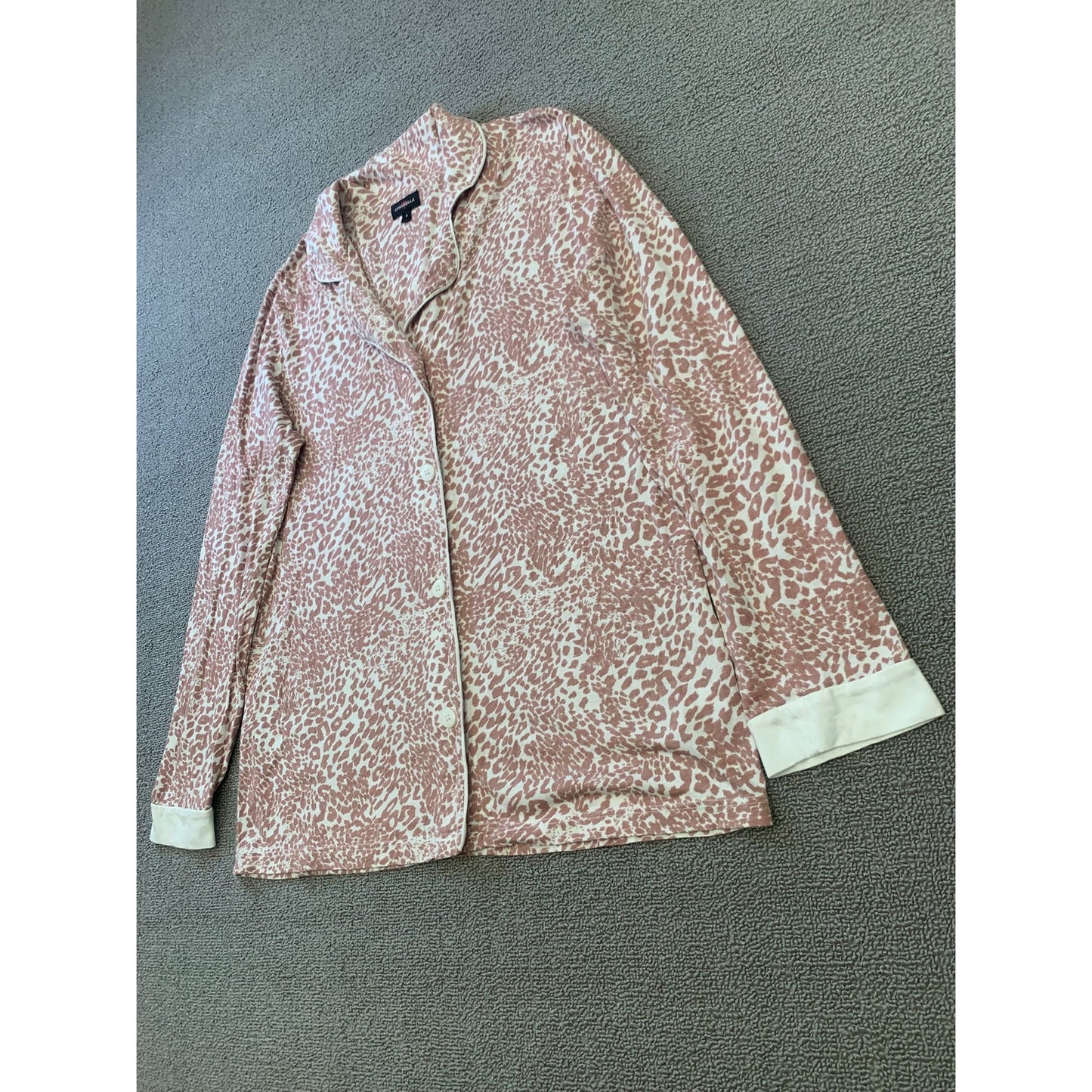 Cosabella Women's Small Pink White Leopard Print Pajama Set Two Piece