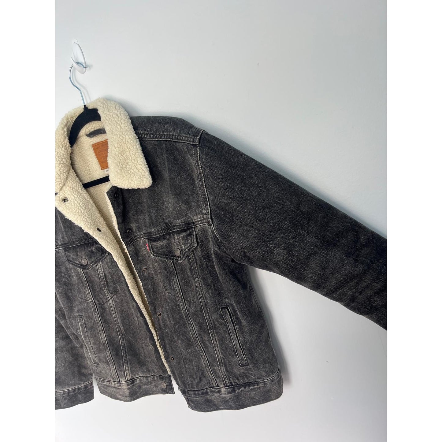 Levis Premium Sherpa Denim Jacket Women S Black Fleece Lined Trucker