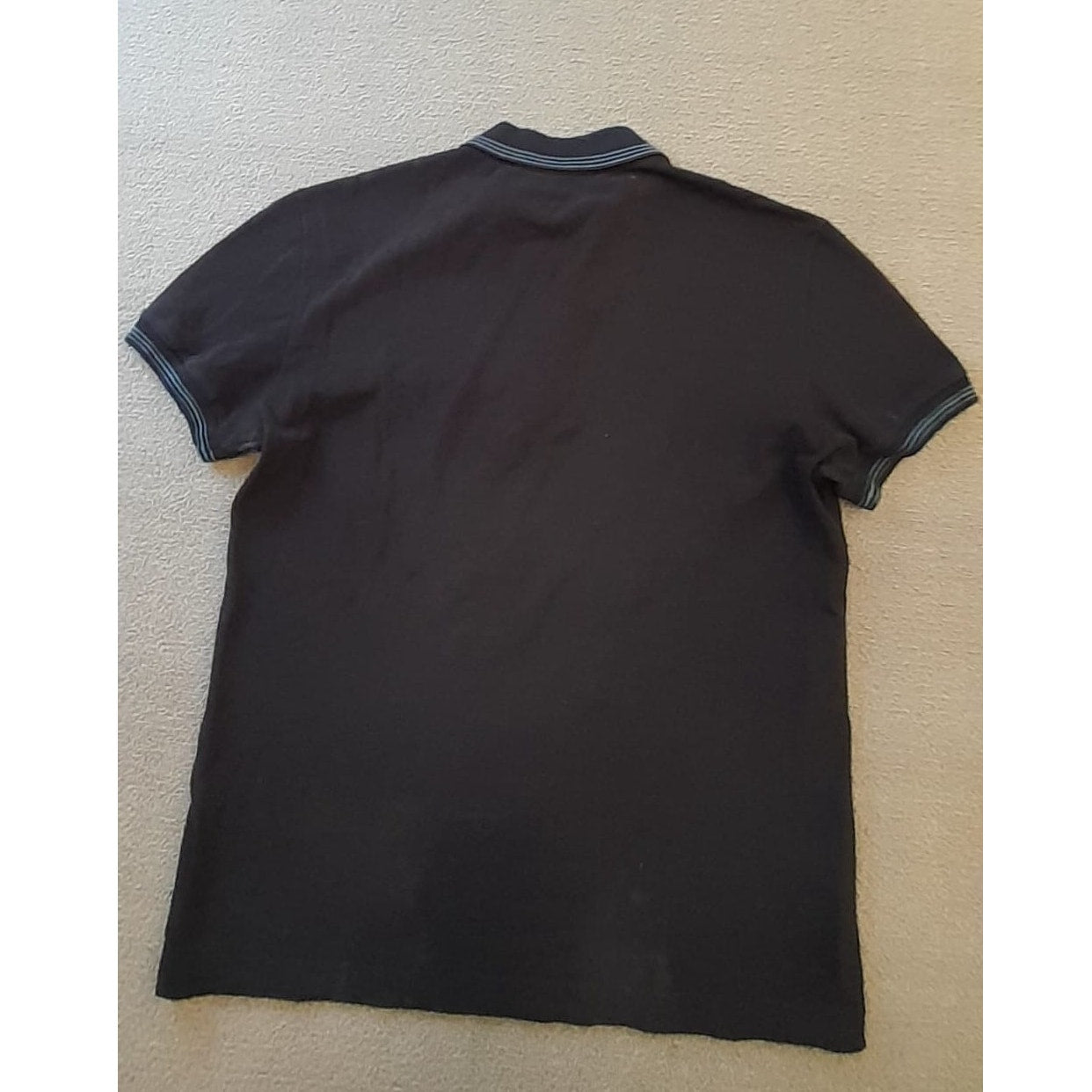 Bottega Veneta Mens 50 Black Polo Shirt Blue Trim Made In Italy