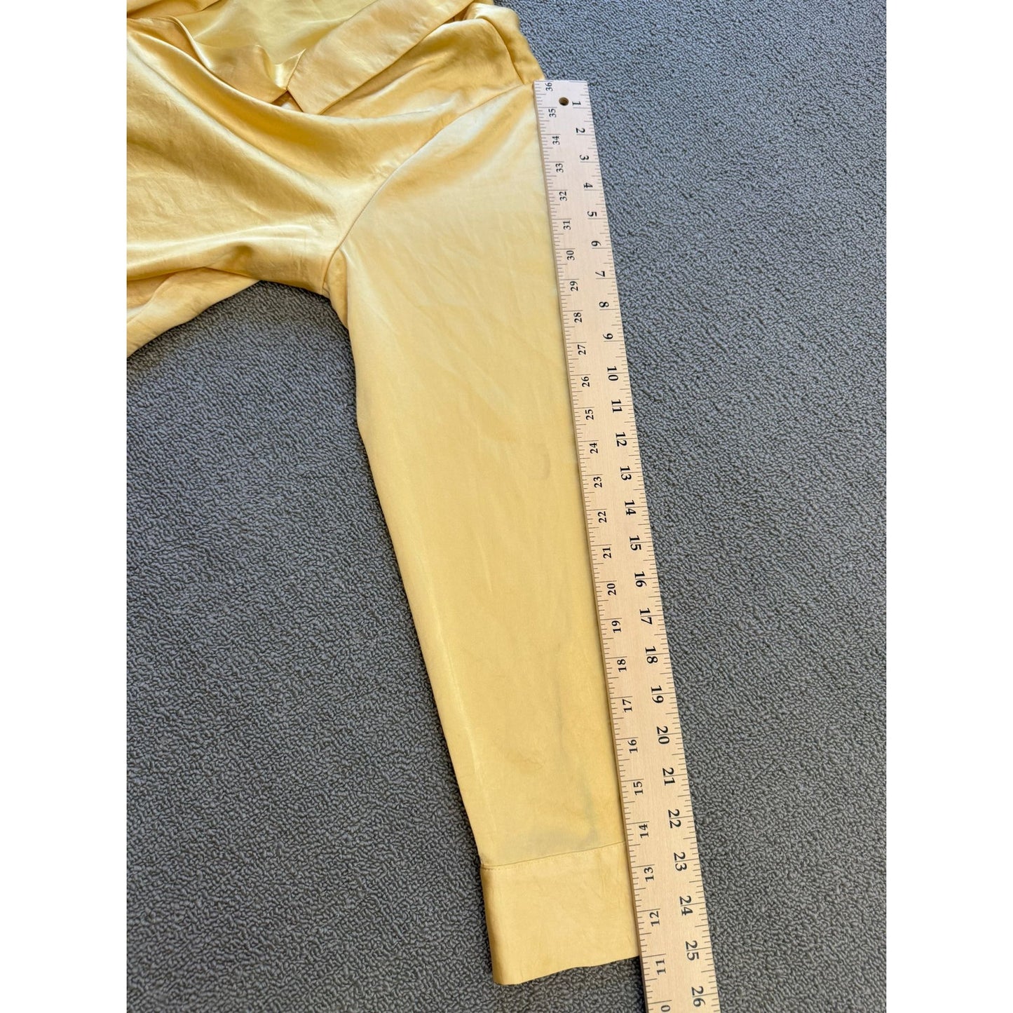 WILFRED Women's XL Yellow Tie-Front Satin Blouse with Long Sleeves and Button-Up Top
