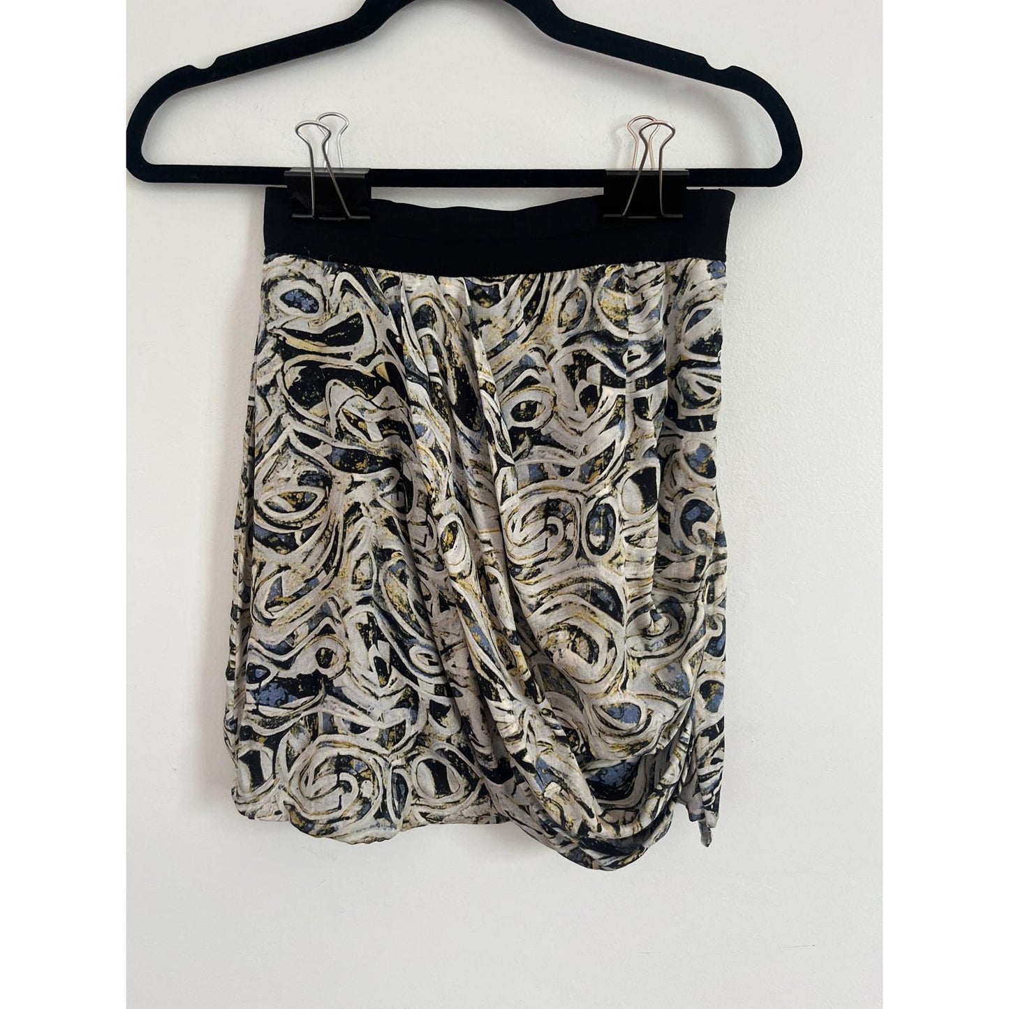 Catherine Malandrino Mini Skirt Womens 2 Draped Abstract Print High Waist