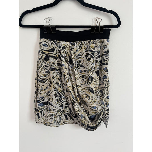 Catherine Malandrino Mini Skirt Womens 2 Draped Abstract Print High Waist
