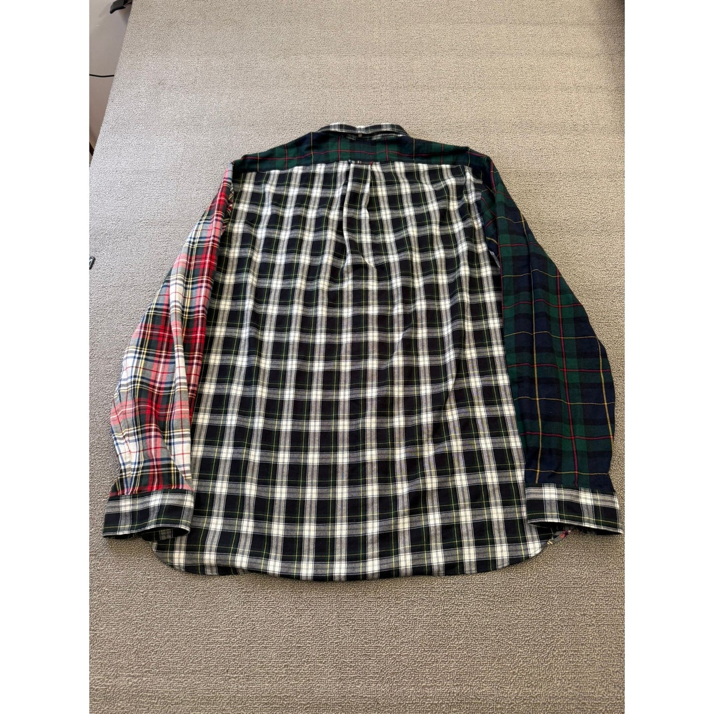 RALPH LAUREN Men's XXL Multi-Color Plaid Patchwork Flannel Shirt