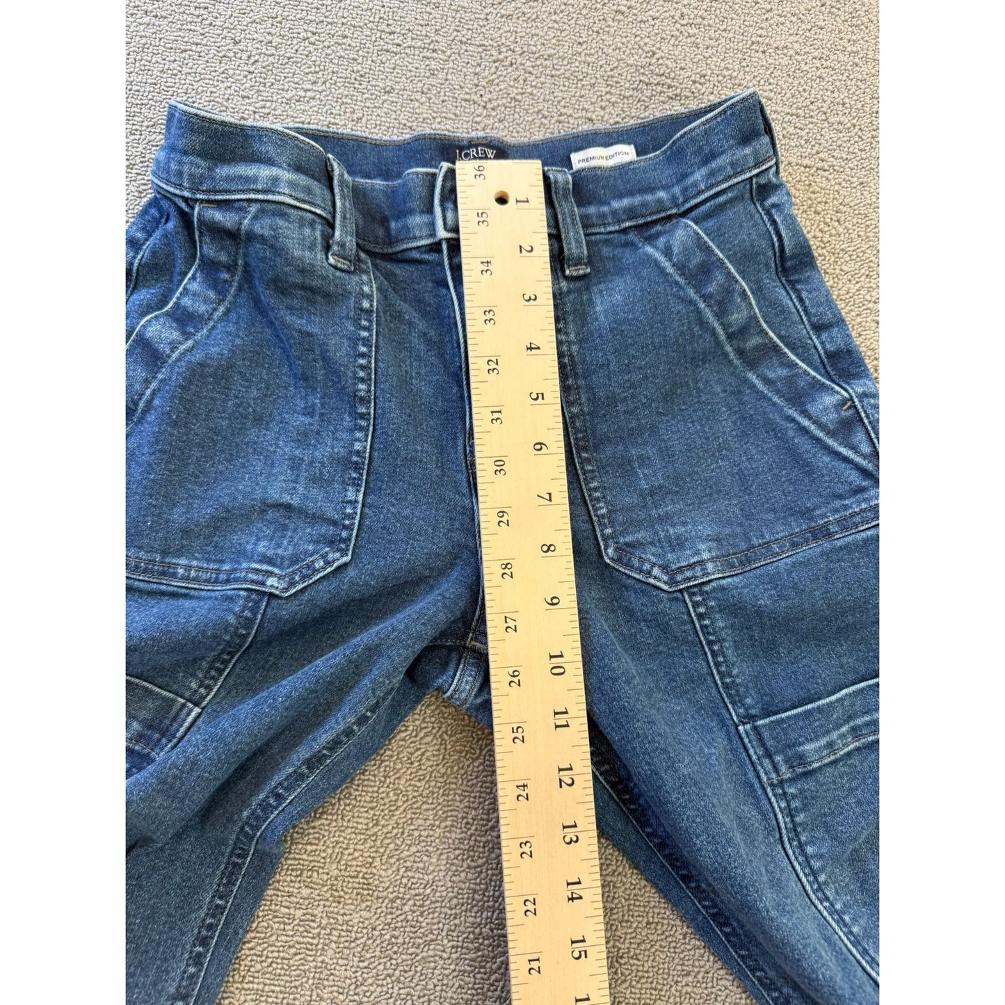 J.Crew Women's Size 25P Blue Straight Leg Cargo Jeans