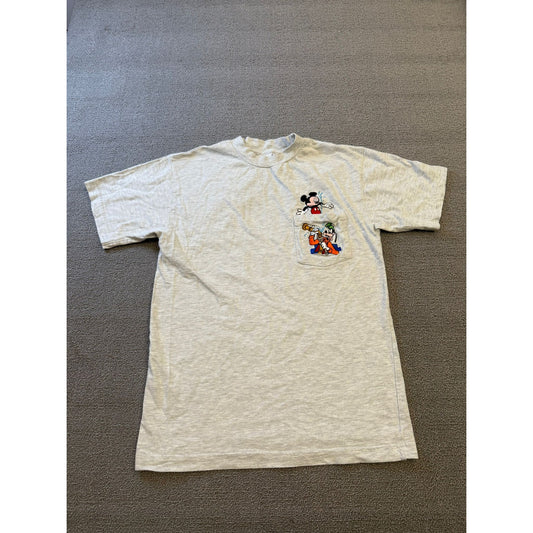 Vintage The Disney Store Medium Gray Mickey Mouse Goofy Water T-Shirt