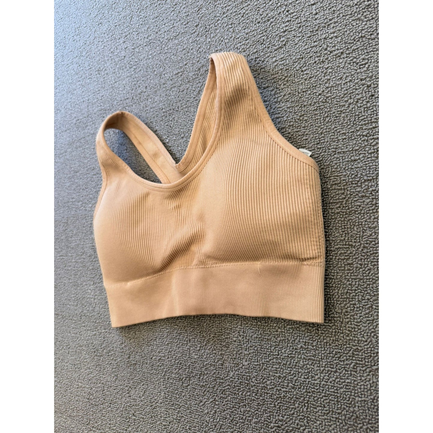 Aerie Women's XL/TG Ribbed Seamless Bralette Top Beige Tan Built-in Bra