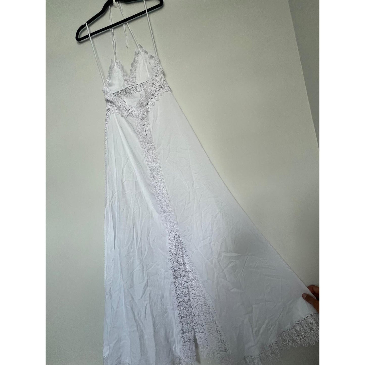 Charo Ruiz Ibiza Lace Maxi Dress Women XS White Boho Eyelet Summer Beach