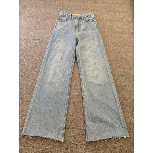 Levi's Premium Women's W23 Blue Wide Leg Jeans Distressed