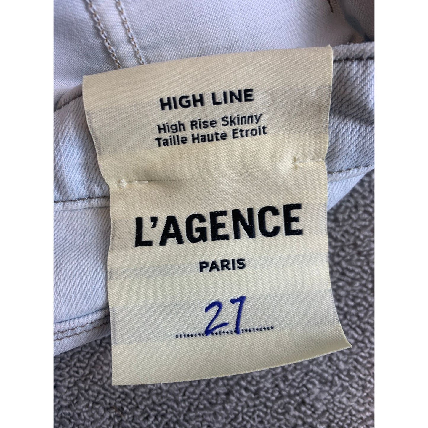 L‘Agence Women’s Sz 27 White Distressed Fringe High Rise High Line Skinny Jeans