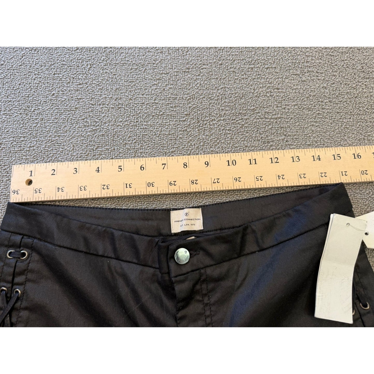 French Connection Women's Size 8 Black Coated Lace Up Pants