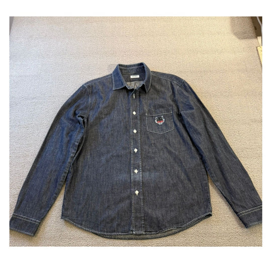 Kenzo Paris Medium Mens Blue Denim Button Up Long Sleeve Shirt