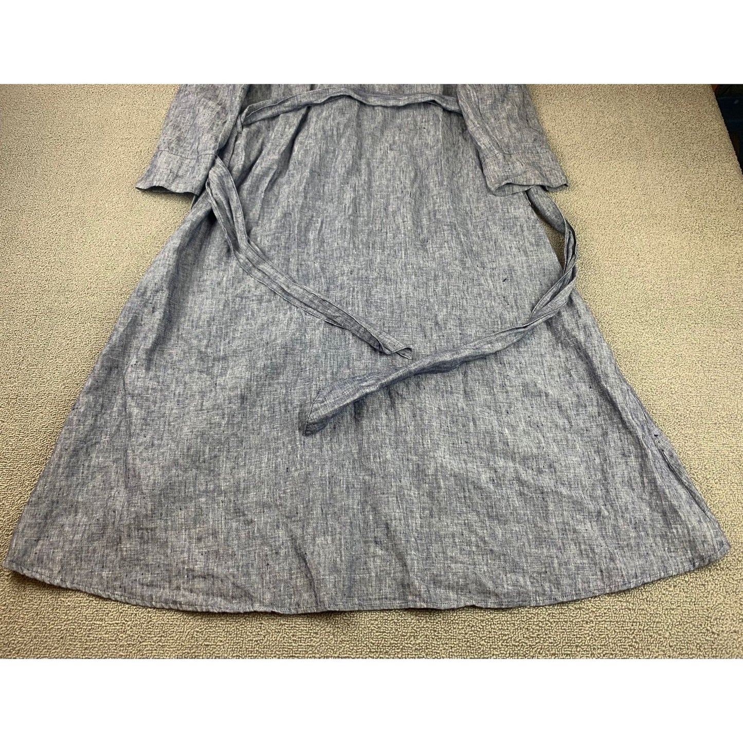 Saks Fifth Avenue Women's S Blue Linen Heathered Collared Shirt Dress
