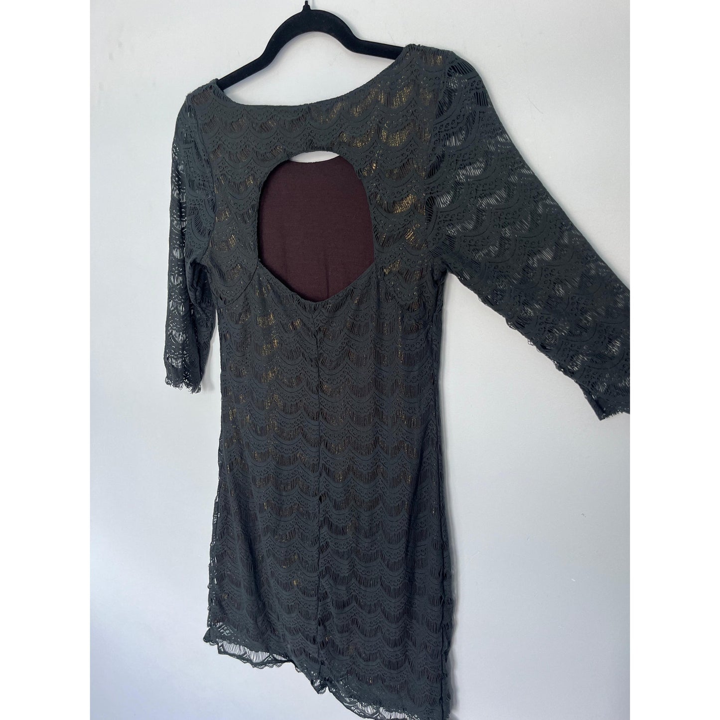 Free People Lace Overlay Dress Women Medium Black Bodycon Gothic