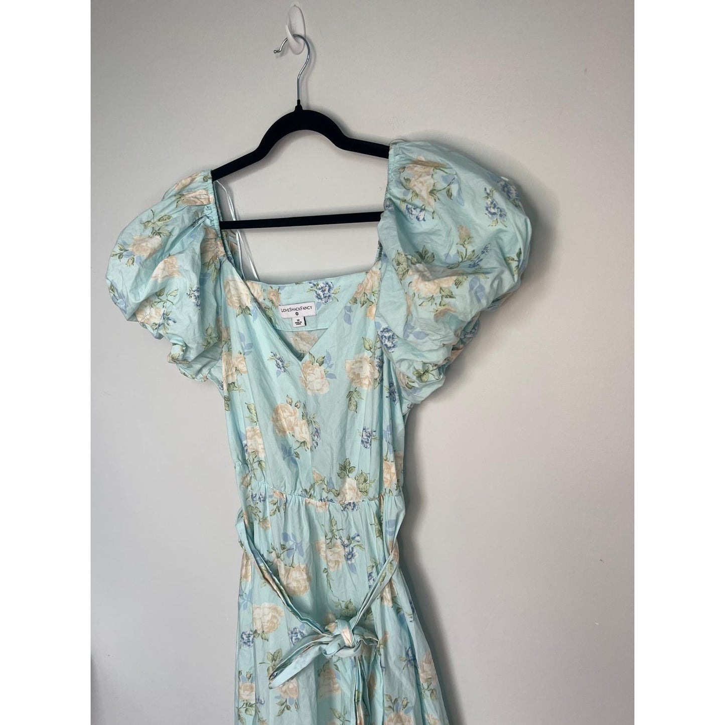 LoveShackFancy x Target Floral Midi Dress Women 10 Puff Sleeve Ruffle Hem
