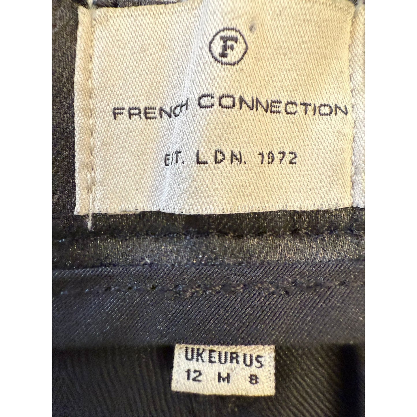 French Connection Women's Size 8 Black Coated Lace Up Pants