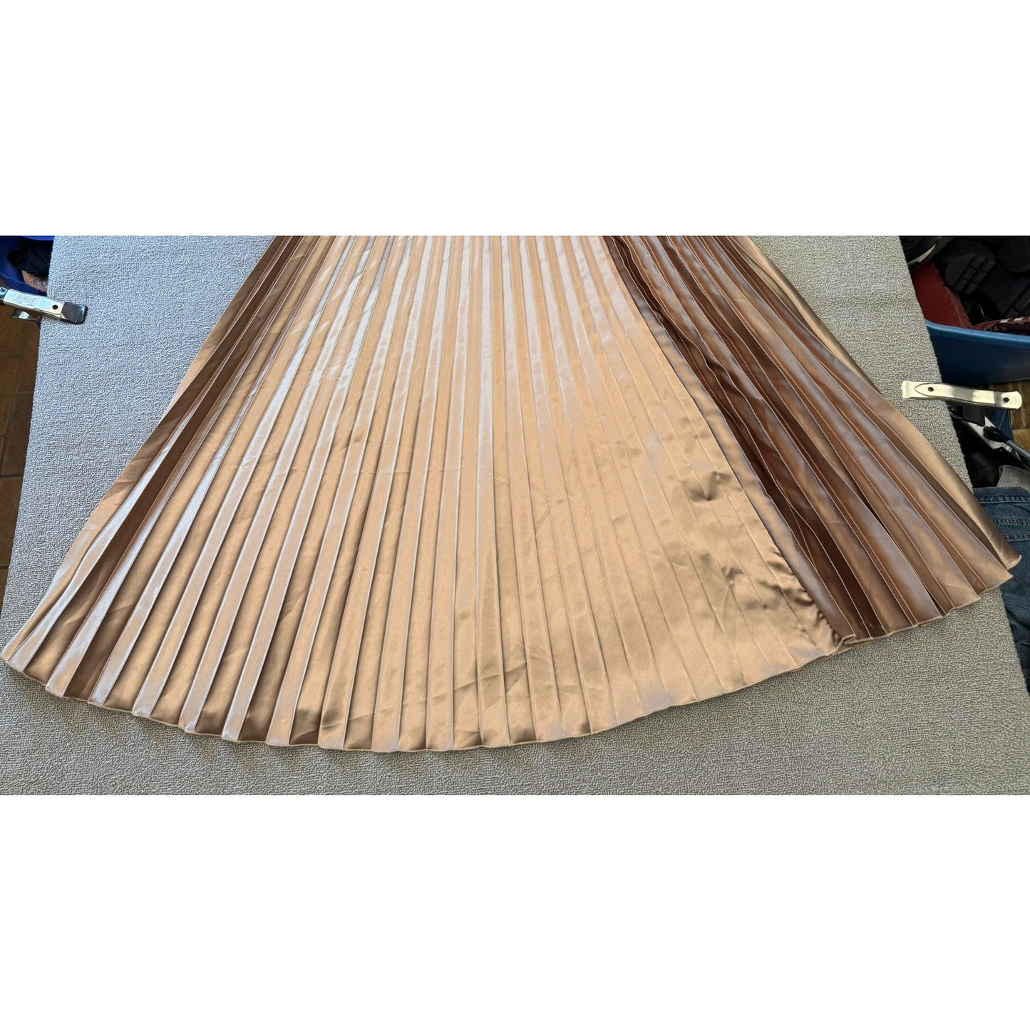 Merci Italia Women Small Pleated Midi Skirt Bronze Shimmer Flowy