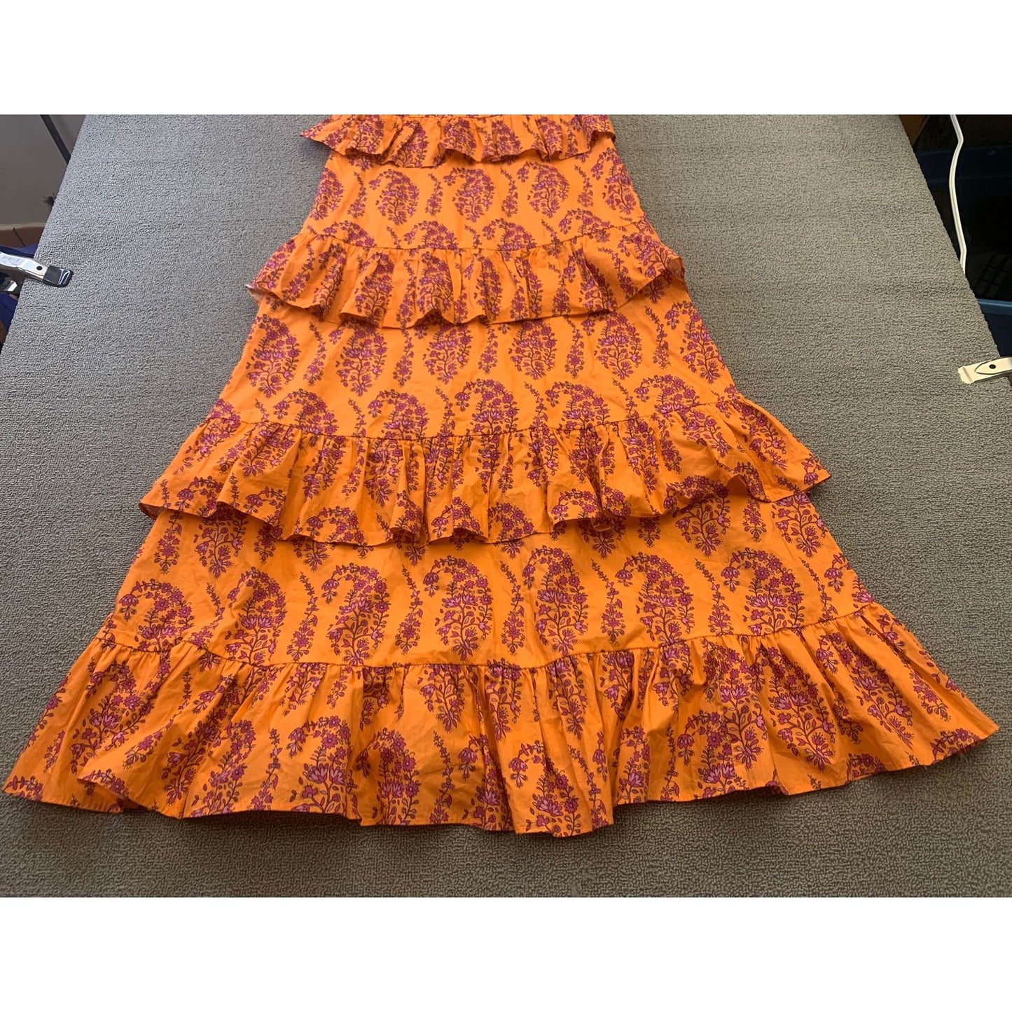 M.D.S. Stripes Women's Orange Floral Paisley Long Dress