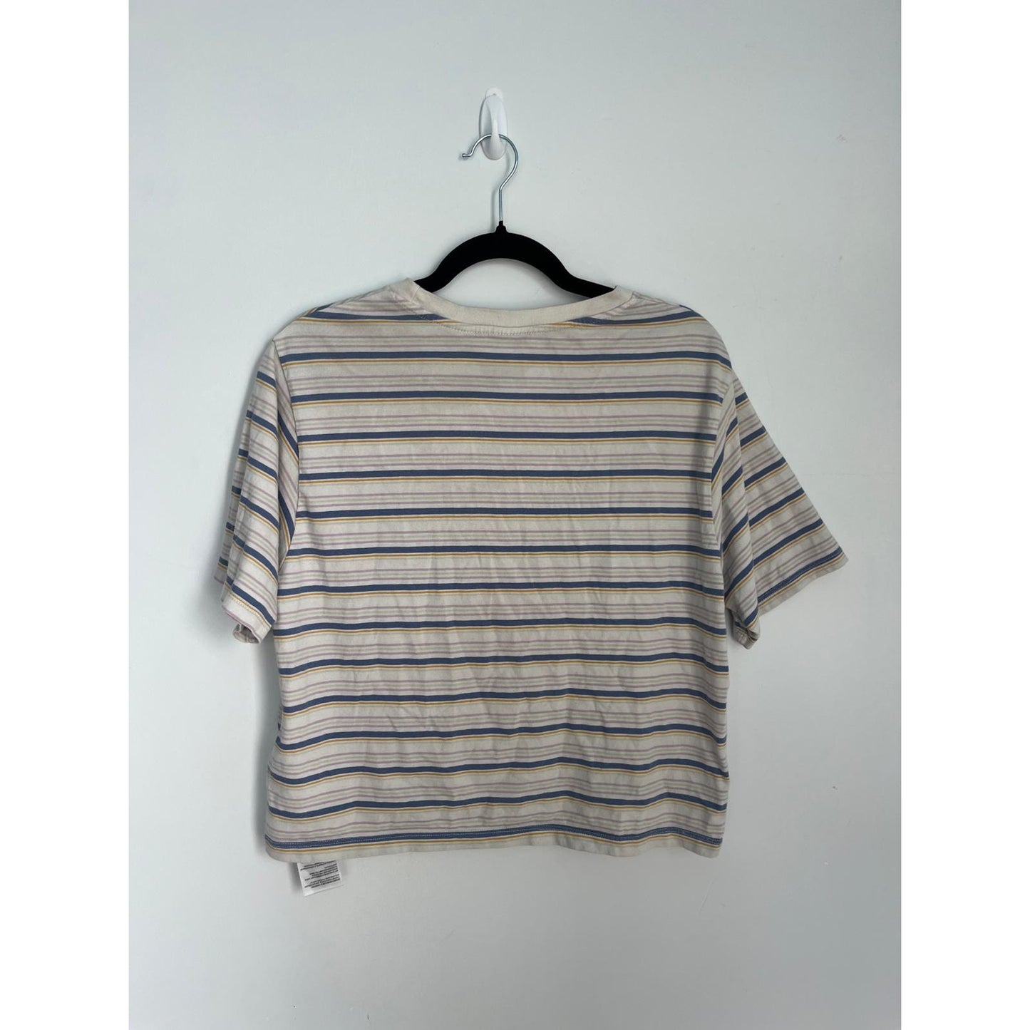 Levis Striped T Shirt Women S Cream Blue Yellow Cotton Casual