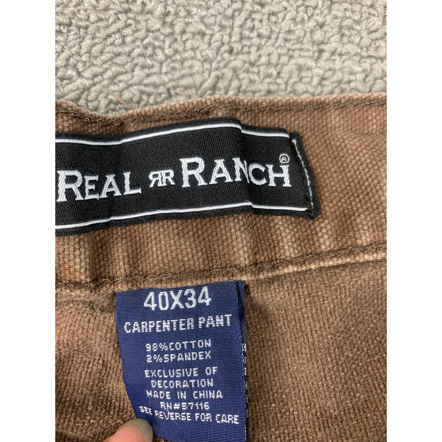 Real Ranch Men 40x34 Brown Work Cargo Pants