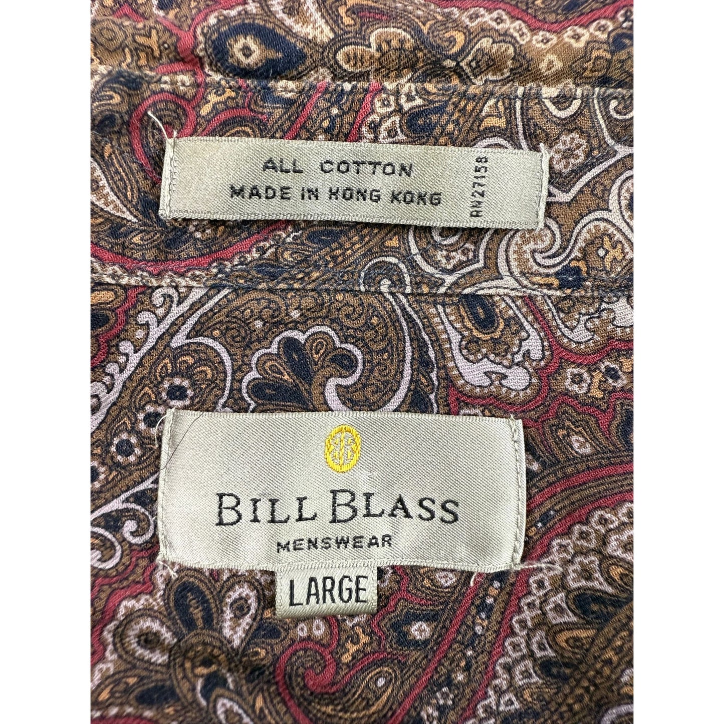 Bill Blass Men Large Multicolor Paisley Button Down Shirt