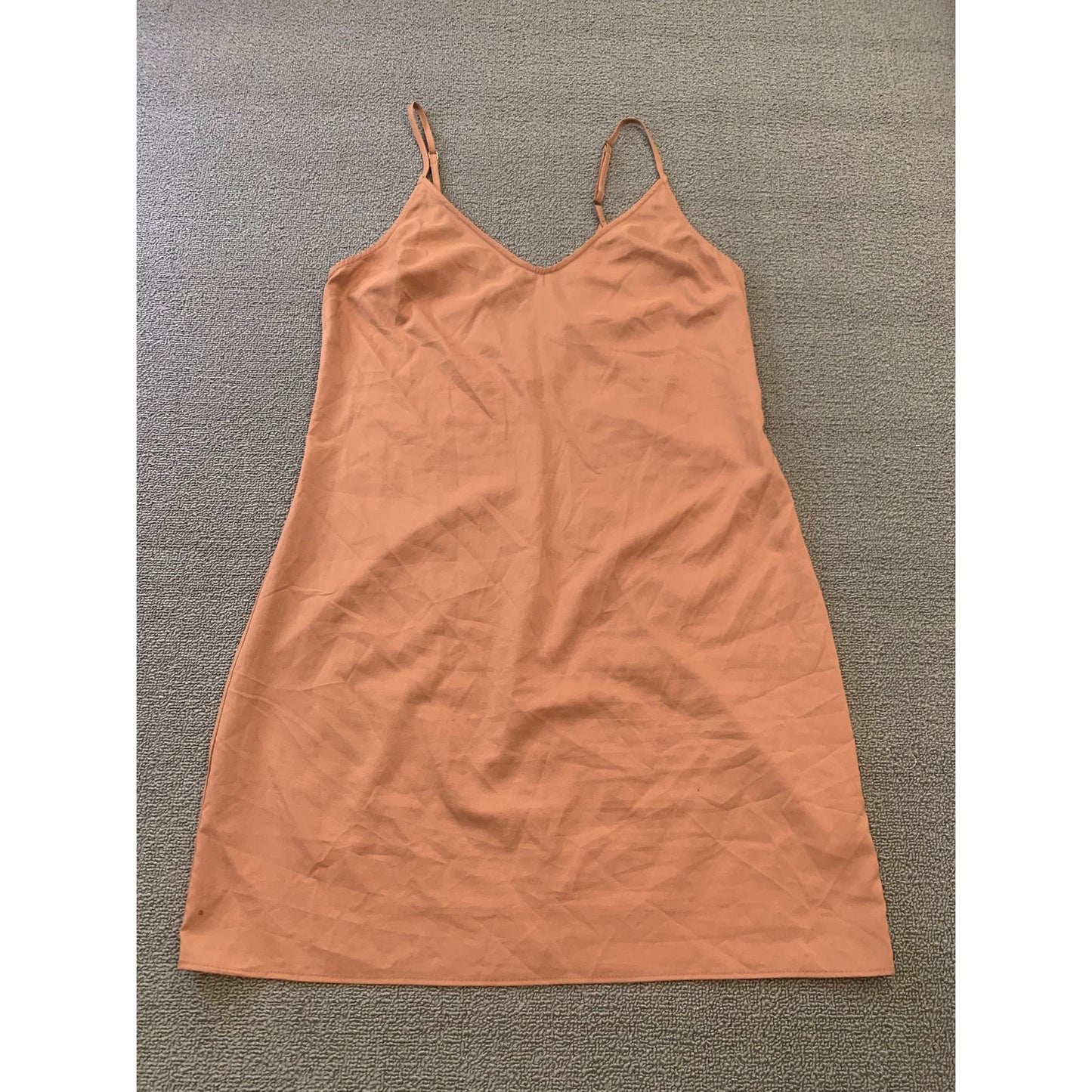 Staud Women's L Peach Orange V-Neck Slip Dress Adjustable Straps