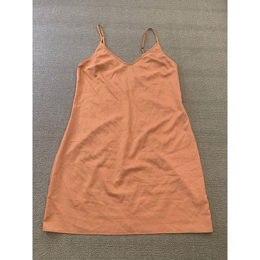 Staud Women's L Peach Orange V-Neck Slip Dress Adjustable Straps