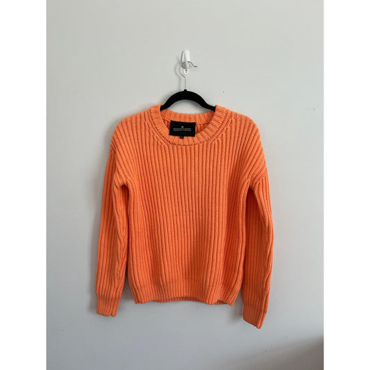 Designers Remix Sweater Women XS Orange Ribbed Knit Pullover Cotton