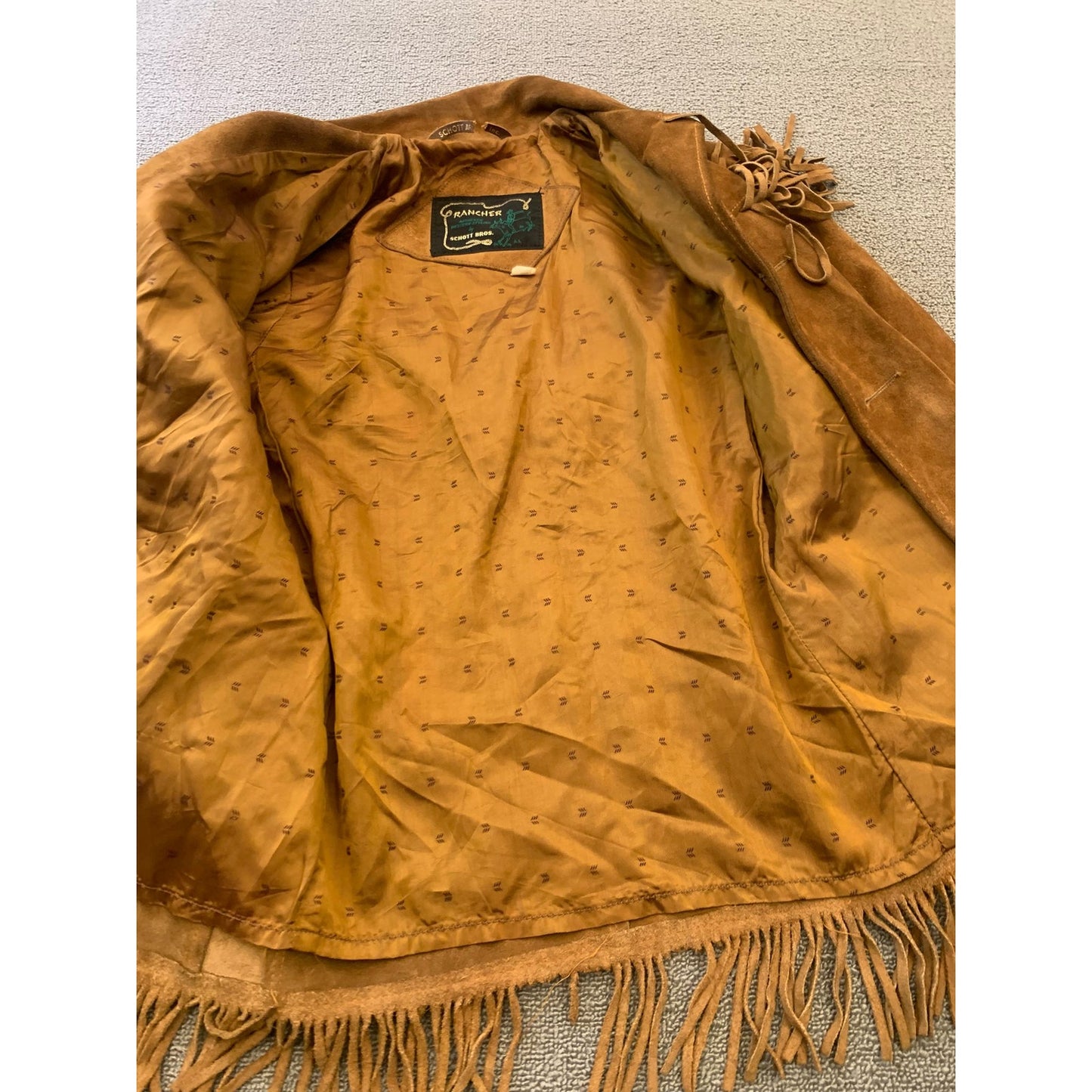 VINTAGE SCHOTT BROS. RANCHER Size 16 Brown Suede Fringe Jacket