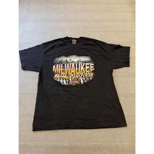 Harley-Davidson Men's XL Milwaukee HomeRun 2000 Graphic T-Shirt W/ Hole