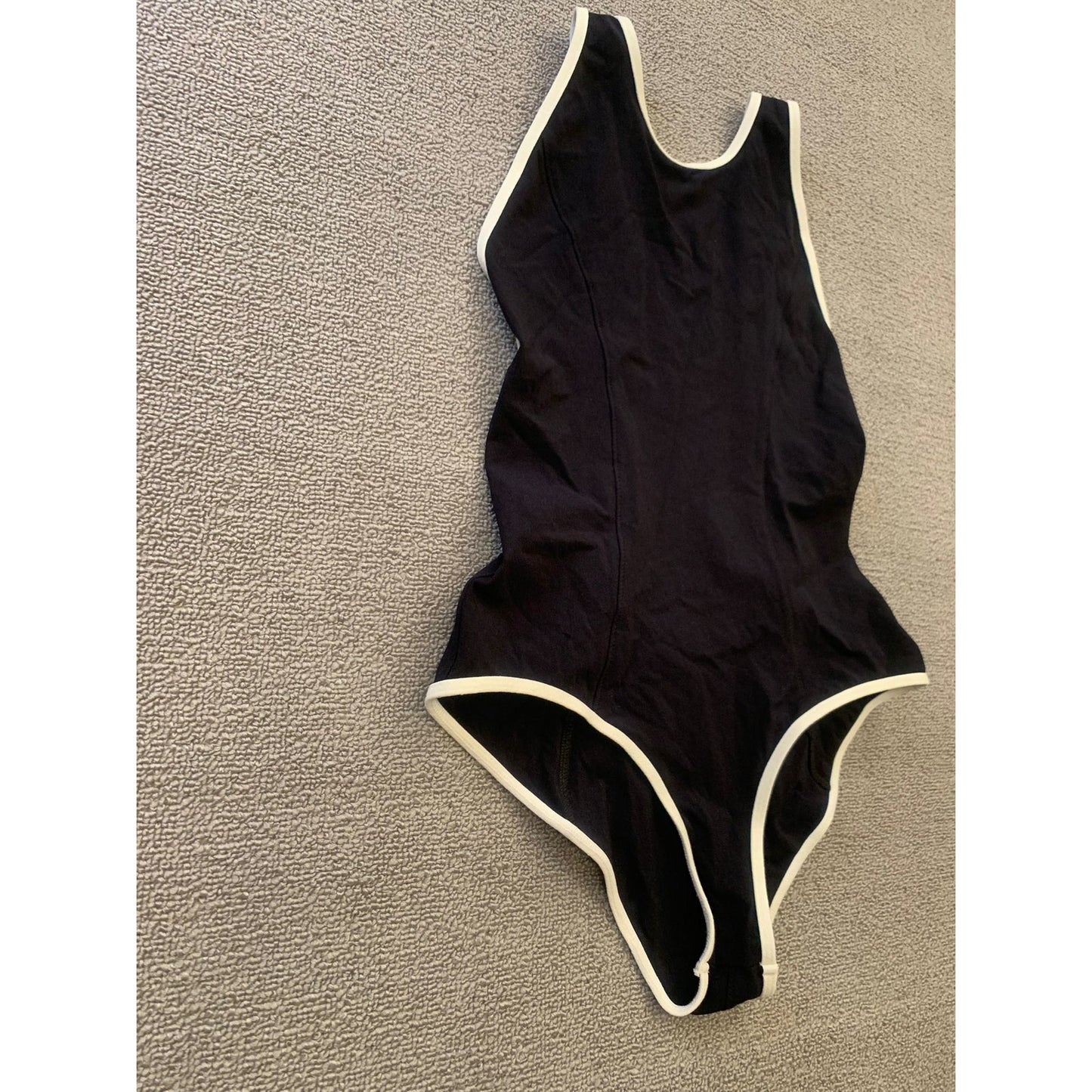 LISA MARIE FERNANDEZ W SIZE 3 THE CRISS-CROSS MAILLOT in BLACK & CREAM CREPE
