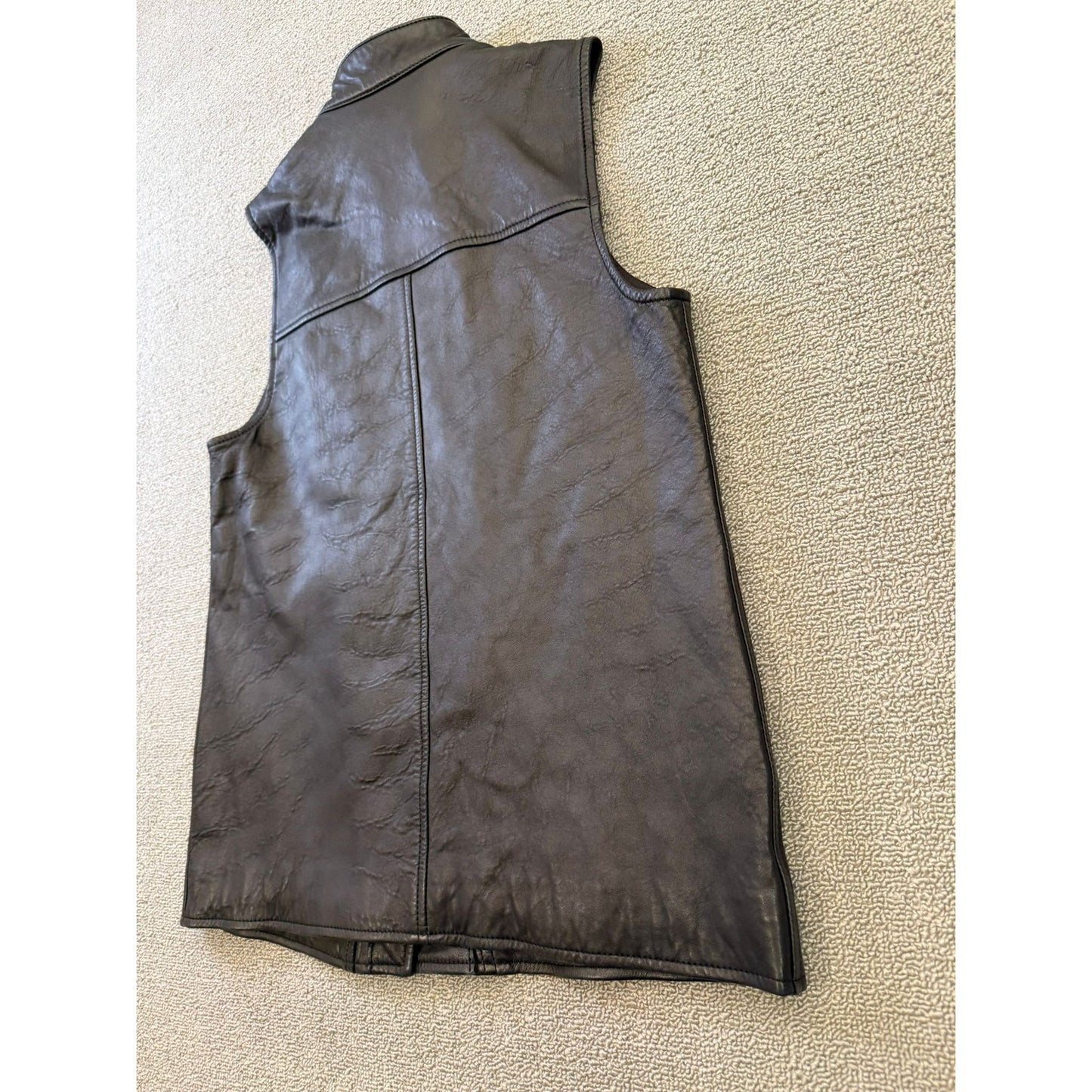 Club Monaco Women's XS Black 100% Lamb Leather Asymmetrical Zip Biker Vest