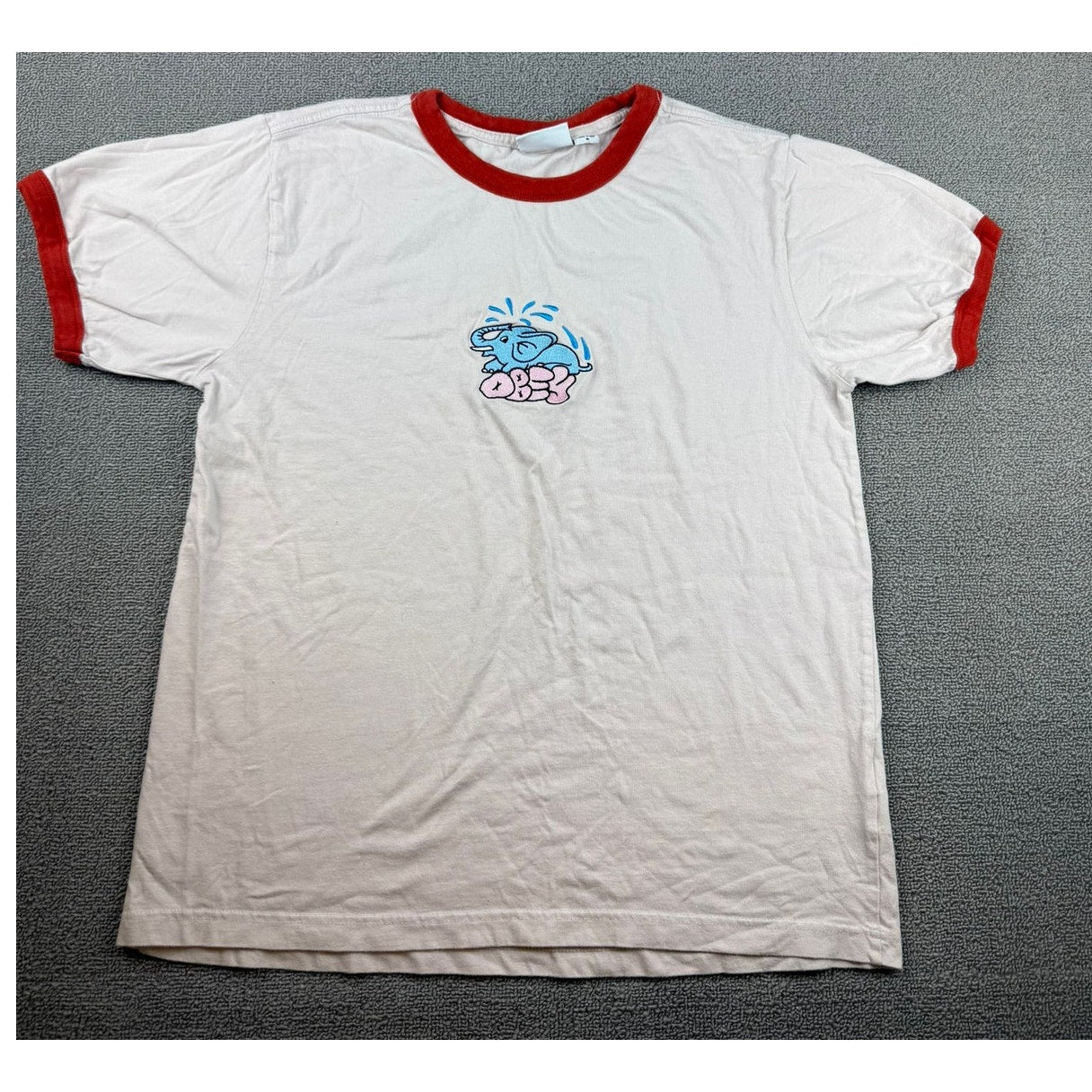 Obey Men Medium White Red Ringer T-Shirt Graphic Streetwear Casual Top
