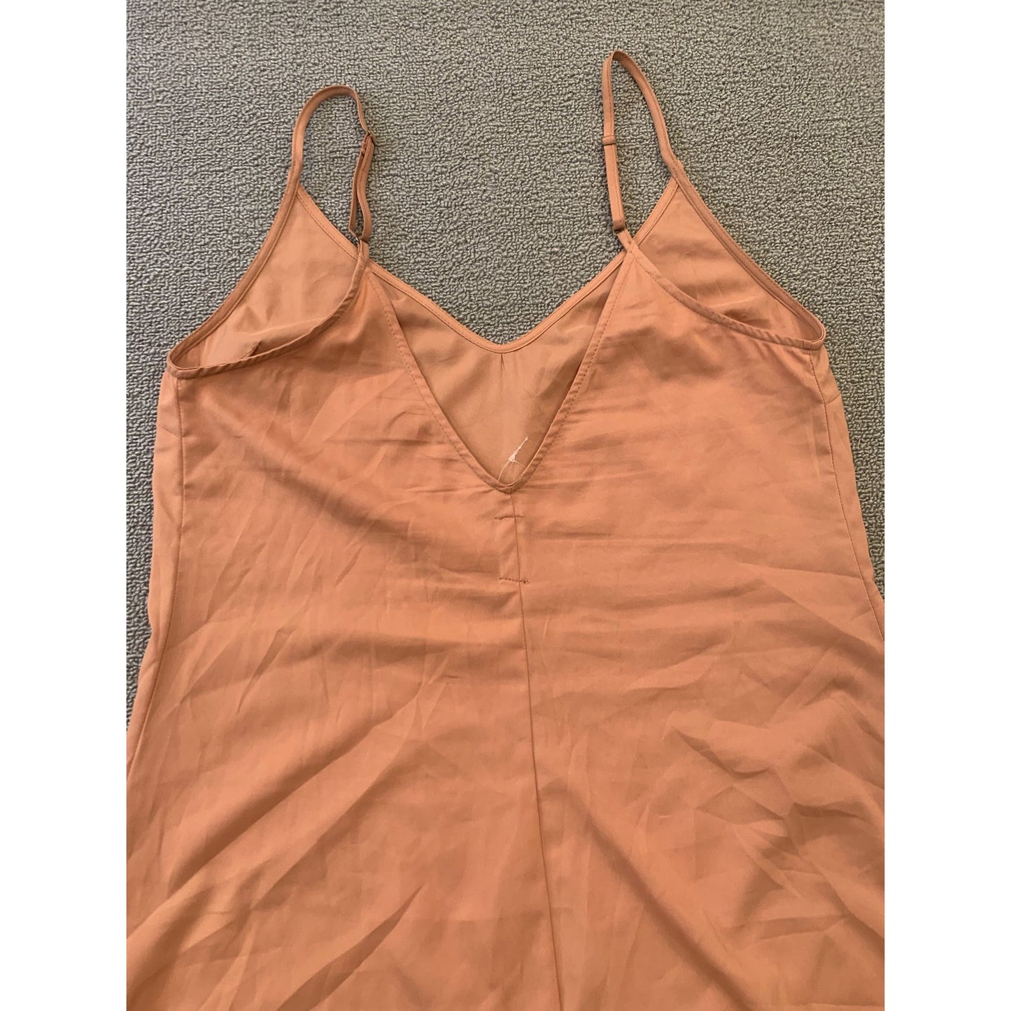 Staud Women's L Peach Orange V-Neck Slip Dress Adjustable Straps