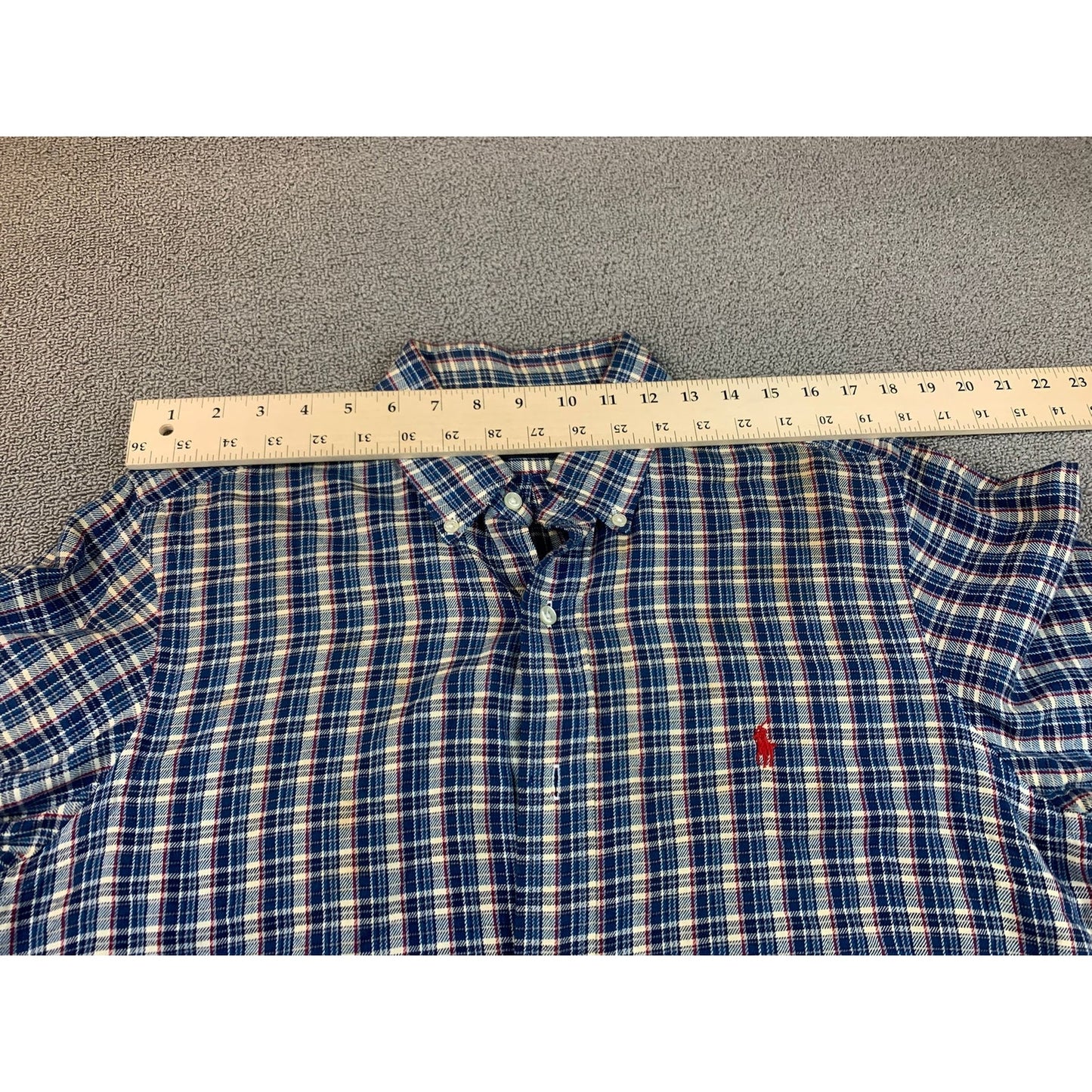 Ralph Lauren Men's Medium Classic Fit Checked Long Sleeve Button Down Polo Shirt