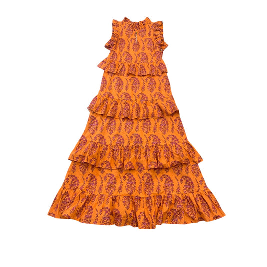 M.D.S. Stripes Women's Orange Floral Paisley Long Dress