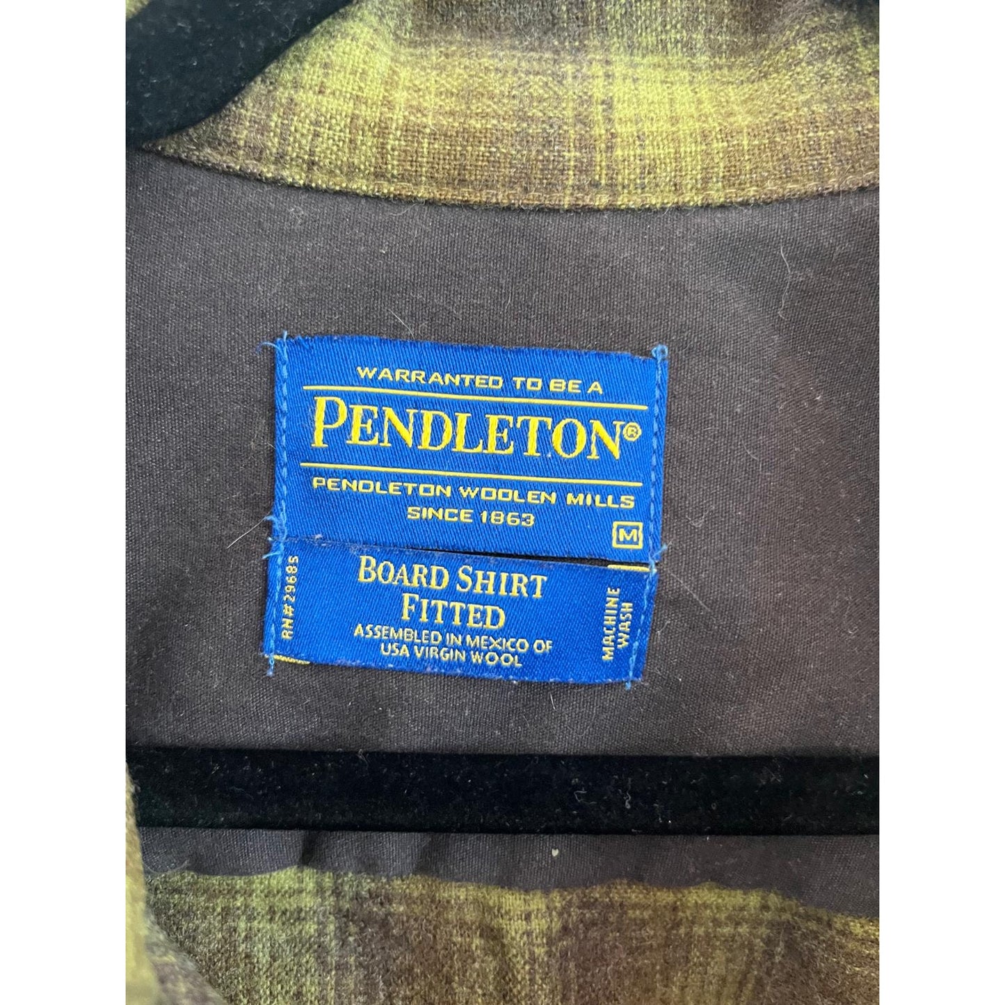 Pendleton Flannel Shirt Men M Brown Yellow Plaid Wool Board Fitted USA