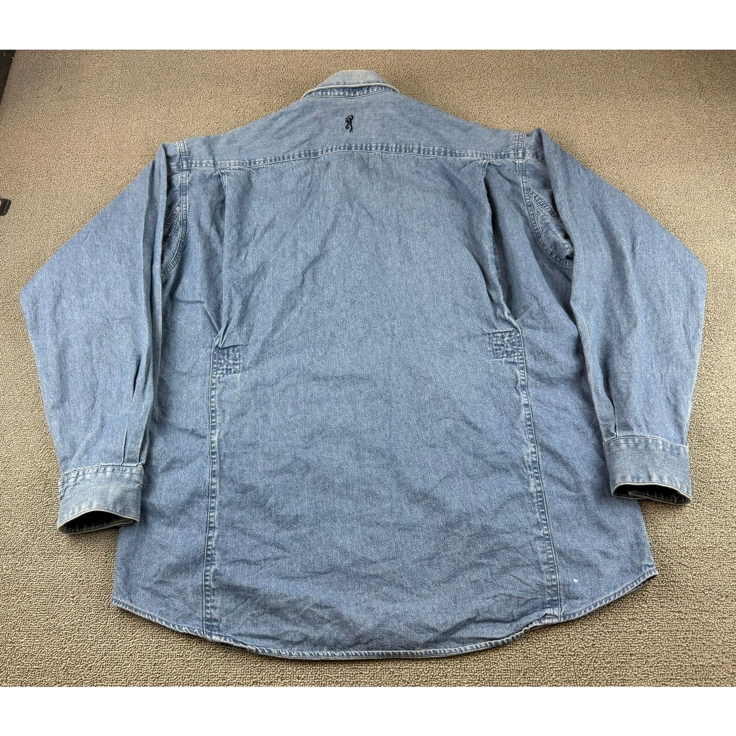 Browning Men’s Denim Button Down Shirt Large Embroidered Buck Logo Macau 90's