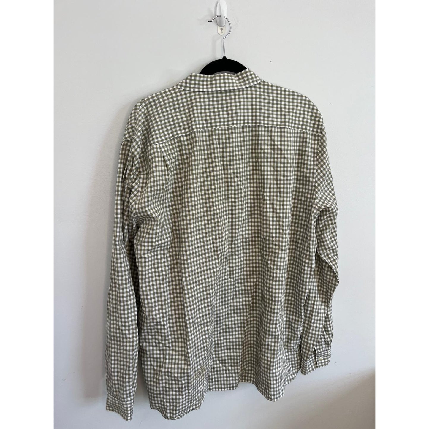 Lacoste Button Down Shirt Men 2XL Green White Check Long Sleeve Casual