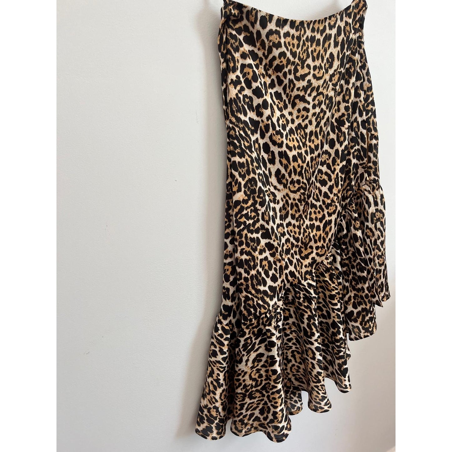 Superdown Leopard Print Ruffle Mini Dress Women S Spaghetti Strap Flowy Hem