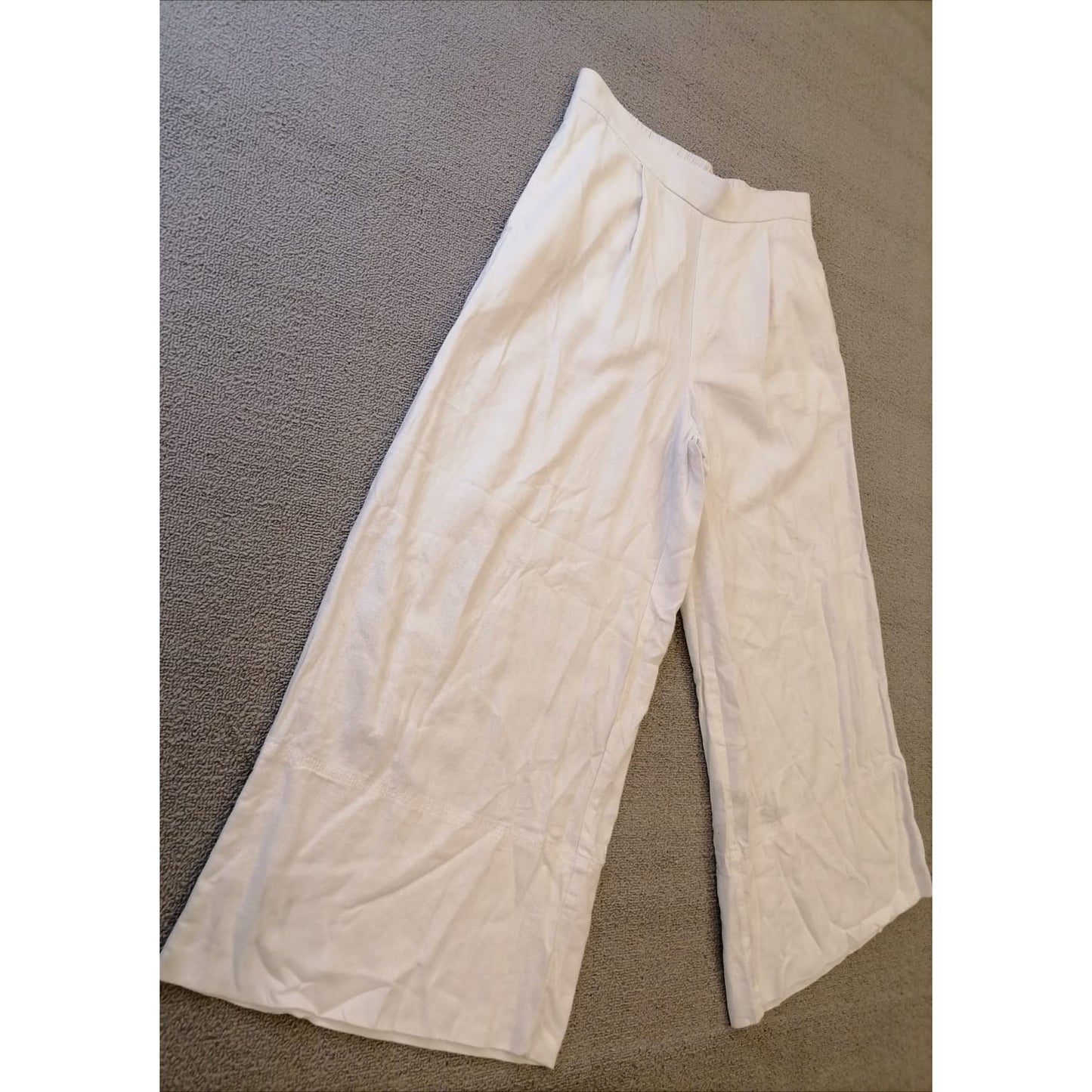 Banana Republic Linen Women's S/P White Wide Leg Pant Relaxed Fit Lightweight
