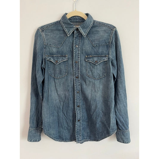 Polo Ralph Lauren Denim Shirt Men S Western Pearl Snap Long Sleeve Casual